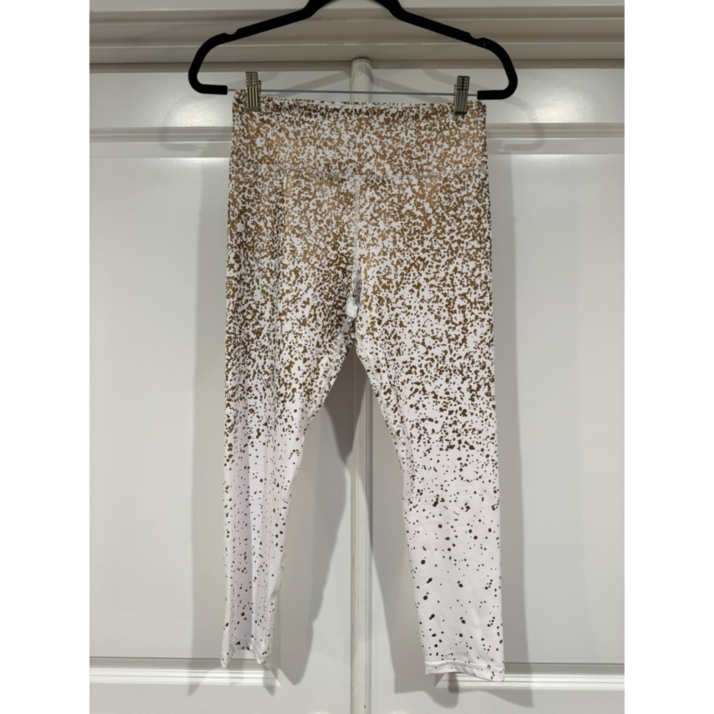 Zyia Active White and Gold Speckled Leggings